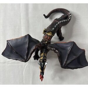 Papo Dragon of‎ Darkness Figure 2007 Medieval War Saddle Black Gold Bronze sword